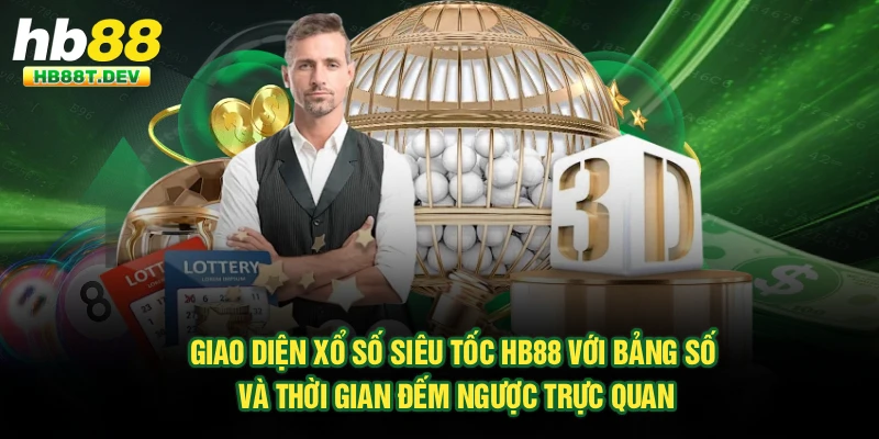 Giao diện xổ số siêu tốc Hb88 với bảng số và thời gian đếm ngược trực quan