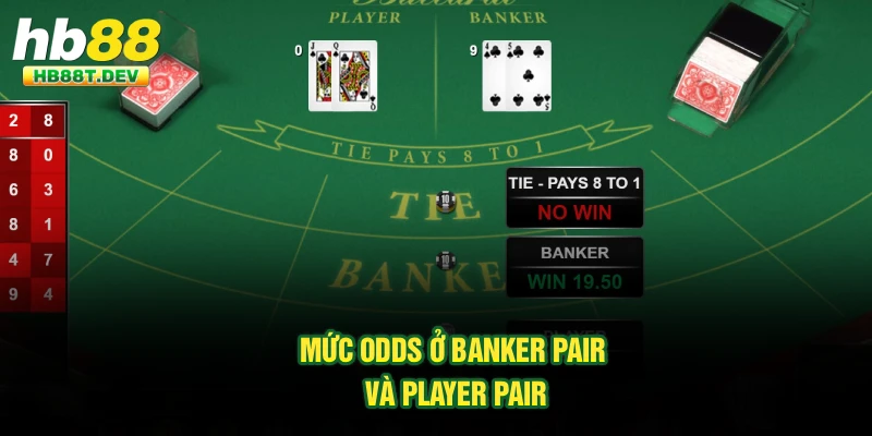 Mức odds ở Banker Pair và Player Pair